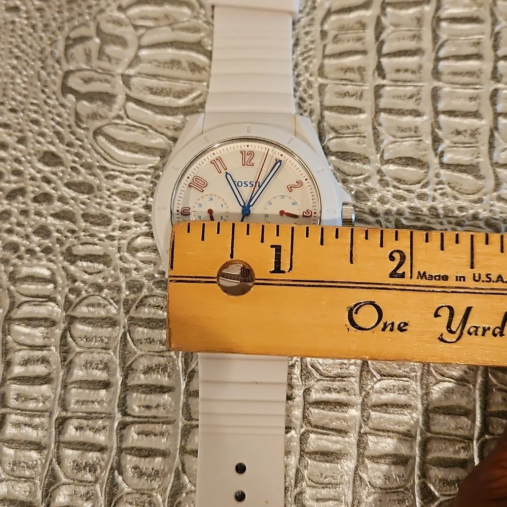 Fossil White Watch with Blue Accents